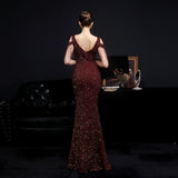 Emery sequined fringed fishtail dress