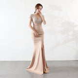 Eremi slim fit long fishtail dress