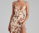 Erika Floral Chiffon Wrap A-Line Formal Dress