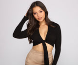 Essential Ribbed Knit Tie-Front Top