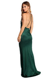 Evelina Plunging Formal Satin Dress