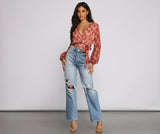 Fall Floral Wrap Front Crop Top