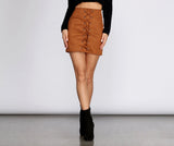 Faux Suede Lace Up Mini Skirt