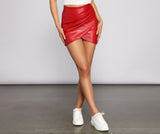 Faux Wrap Front PU Mini Skirt