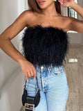 Feather Tube Top Sleeveless Tank Top