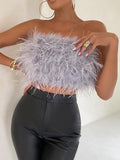 Feather Tube Top Sleeveless Tank Top