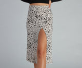 Feline Fierce High-Slit Midi Skirt