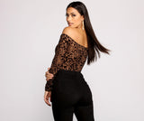 Flocked Velvet Leopard Print Bodysuit