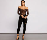 Flocked Velvet Leopard Print Bodysuit