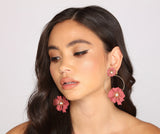 Floral Bloom Flower Hoop Earrings