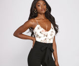 Floral Fever Tie Waist Catsuit