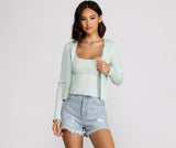 Frilled and Flirty Cropped Ribbed Cami