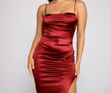 Gemma Formal High Slit Satin Dress