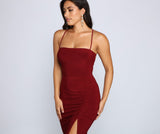 Gia Lace-Up Formal High-Slit Dress