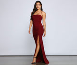 Gia – Formales Kleid mit Schnürung und hohem Schlitz