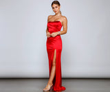 Gianna Strapless High-Slit Satin Dress