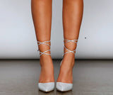 Glam Diva Glitter Lace-Up Block Heels