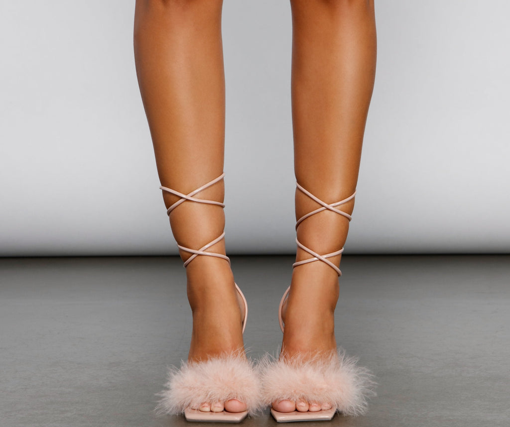 Glam Life Marabou Lace Up Heels