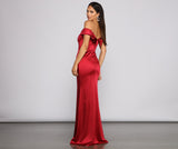 Grecia Formal High Slit Satin Dress