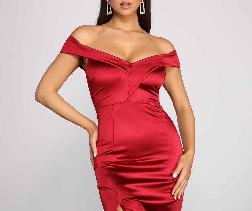 Grecian Sheath/Column Soft Satin Dresses With Slit Slate Blue