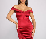 Grecia Formal High Slit Satin Dress