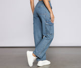 High-Rise Cargo Boyfriend Jeans