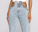 High-Rise Chic Chain Waist Boyfriend Jeans