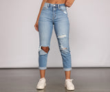 High-Rise Cropped And Cuffed Mom Jeans