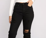 High Rise Destructed Boyfriend Jeans