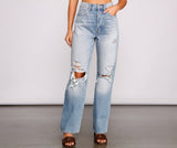 High-Rise Destructed Boyfriend Jeans