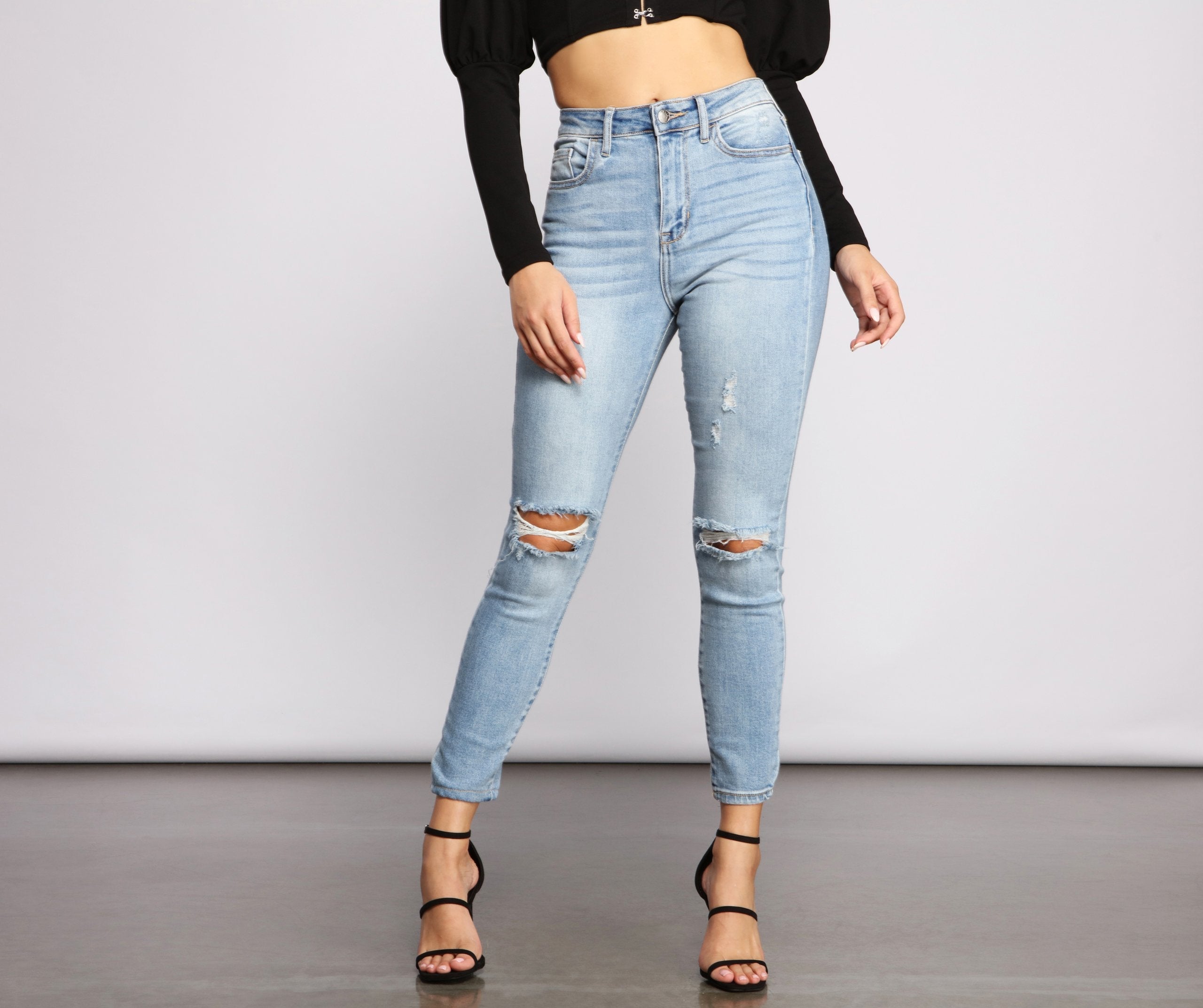 High Rise Destructed Diva Skinny Jeans