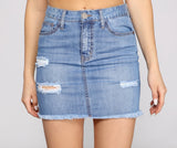 High-Rise Destructed Mini Skirt