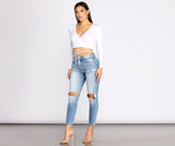 High Rise Destructed Mom Skinny Jeans
