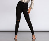 High Rise Slit Skinny Jeans