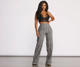 High Waist Bohemian Print Wide Leg Pants