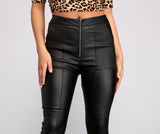 High Waist Coated Faux Leather Skinny Pants