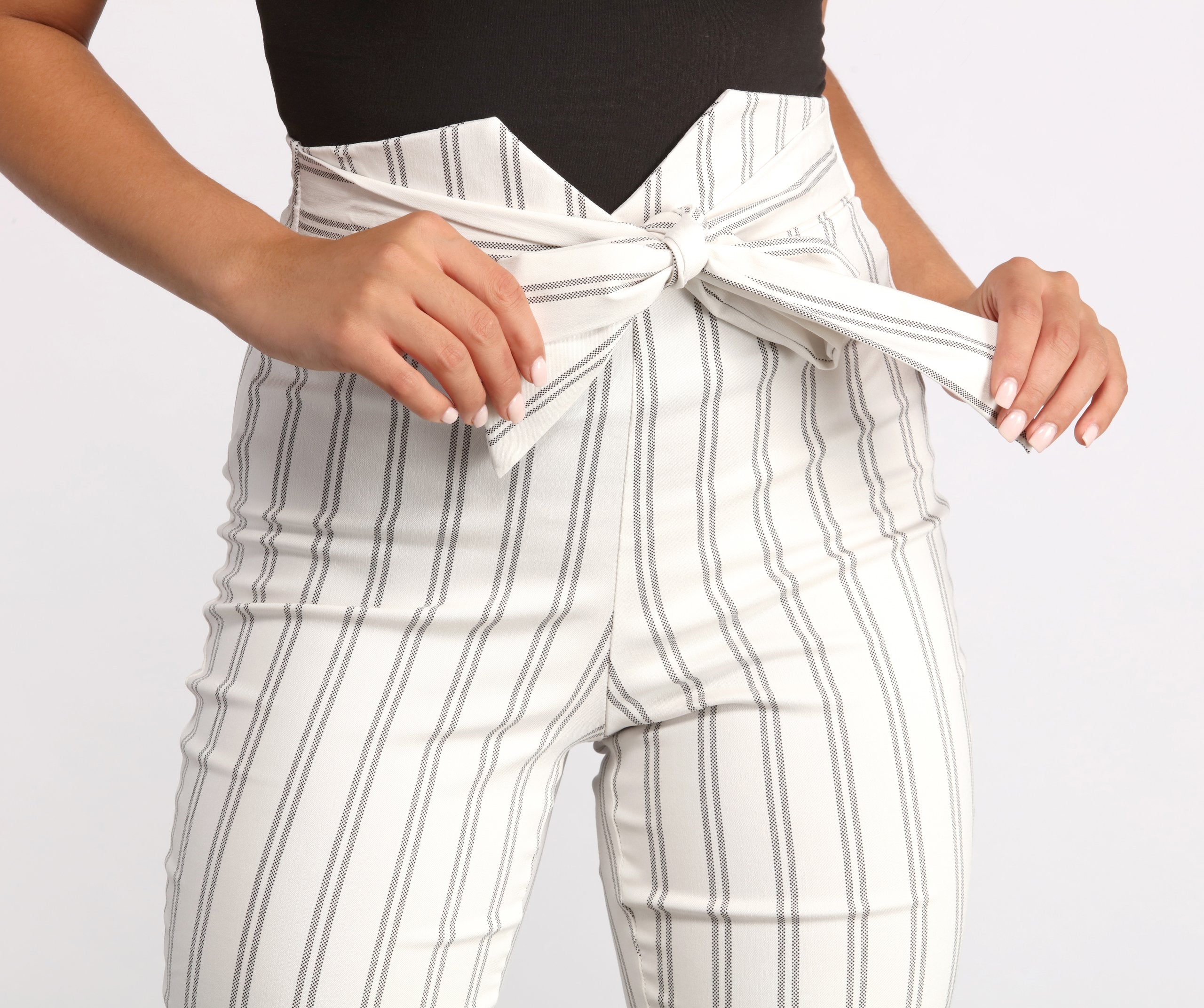 High Waist Double Striped Skinny Dress Pants