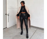 High Waist Faux Leather Skinny Pants