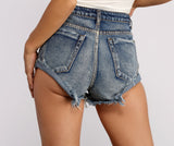 High Waist Roll Up Hem Denim Shorts