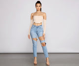 High Waist Trendy Cut Out Skinny Jeans