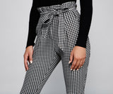 Houndstooth Paper Bag Skinny Pants