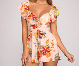 Island Bound Ruched Tropical Romper