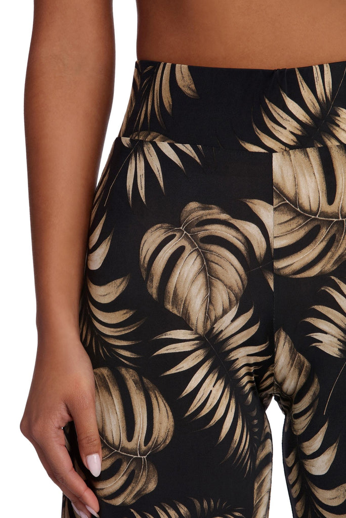 Unique Resort Island Print Elastic Waist Wide-leg Pants