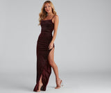 Jess Glitter Cowl Neck Maxi Formal Dress