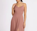 Kai Chiffon Lace Up Back A-Line Dress