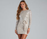 Kayce Sequin Tie-Waist Party Dress