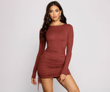 Keeping Knit Real Ruched Mini Dress