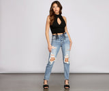 Key To Glam Ruched Ribbed Crop Top