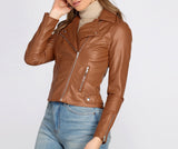 Kick It Up A Notch Faux Leather Moto Jacket