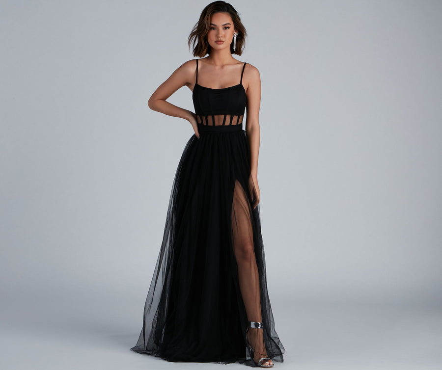 Sheila Crepe Corset Midi Formal Dress
